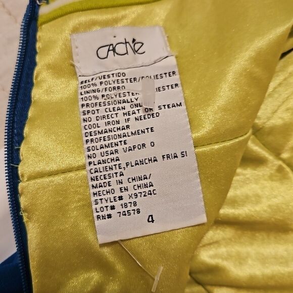 Cache Teal and lime bejeweled halter maxi gown size 4 - Picture 8 of 13